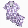 thumbnail image 3 of HCNTES Girls Halloween Pajamas Halloween Girls Pajamas Pumpkin Ghost Print Short Sleeve 2 Piece Button Down PJs for Toddler Kids Soft Sleepwear Little Girl Pajamas, 3 of 7