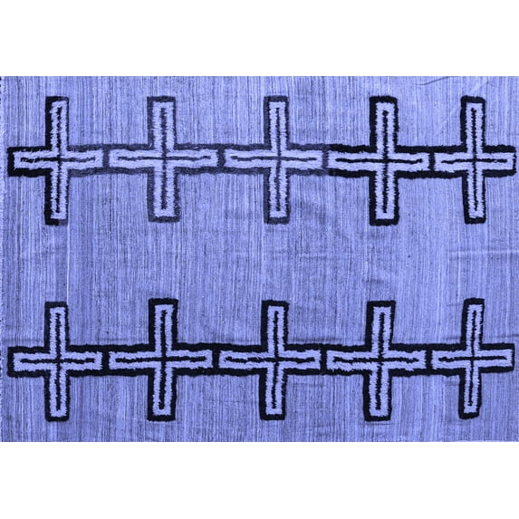 Ahgly Company Indoor Rectangle Abstract Blue Modern Area Rugs, 7' x 10'