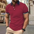 thumbnail image 1 of Adult Polo Shirt Men Short Sleeve Button Polo Tees Loose Fit Red T-Shirts for Men, 1 of 3