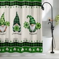 thumbnail image 2 of Green St. Patrick's Day Shower Curtain Set, Waterproof Shower Curtains for Bathroom, Gnomes Watercolor Leaves Rustic Washable Fabric Cloth Bath Curtain for Bathtub Decoration with Hooks 72x78 Inches, 2 of 9