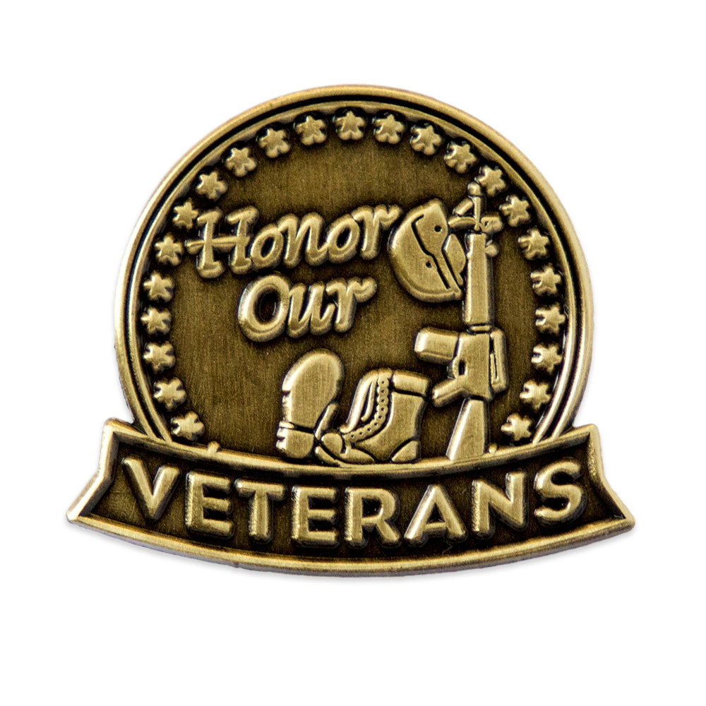 PinMart's Antique Bronze Honor Our Veterans Military Lapel Pin