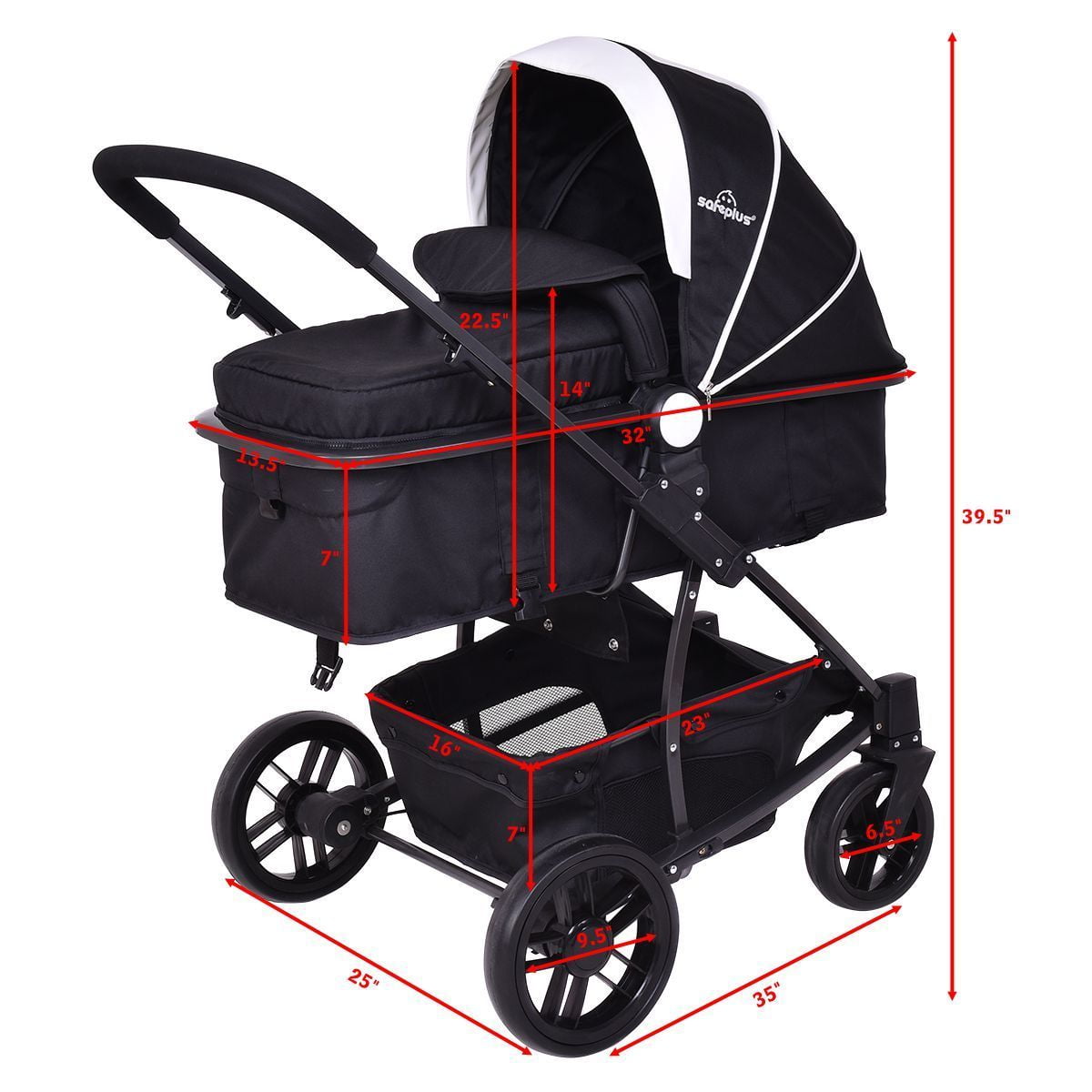 3 In1 Foldable Baby Kids Travel Stroller Newborn Infant Pushchair Buggy