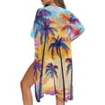 thumbnail image 5 of HELLHERO Palm Colorful Quilted Bathing Suit Cover Up Loose High Quality Fabrics Casual Long Kimono Swimsuit Cover Up, 5 of 6