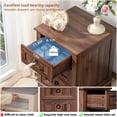 thumbnail image 5 of Joaxswe Farmhouse Side Table with Charging Station, 3 Drawer Nightstand for Bedroom, Adult Bed Side Table Cabinet, Brown, 5 of 8