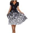 thumbnail image 2 of Robes pour Femmes 2024 Été Ample Décontracté Imprimé avec Poche Col en V Manches Courtes Robe 50 % de Réduction!, 2 of 6