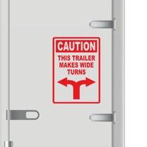 Caution This Trailer Makes Wide Turns Vinyl Decal Sticker - Many Colors & Sizes - Wide Turn Sign Truck Safety Markings for Dry Van and Reefer Trailers - Truck Decals & Markings (10" x 14", Red)