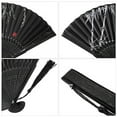 thumbnail image 4 of WOVTE 2 Pack Folding Fans for Women, Chinese Fan Vintage Bamboo Hand Fan Black Silk Fabric Fans for Performance, Dance, Music Festival, Wedding, Church, Party & Gift, 4 of 6