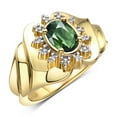 thumbnail image 4 of RYLOS Rings for Women 14K Gold Plated Silver Ring with Oval 7X5MM Gemstone &  Sparkling Diamonds Green Sapphire Jewelry Size 10, 4 of 6