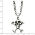 thumbnail image 5 of Stainless Steel Antiqued And Polished Skull & Crossbones 24In Necklace (24 X 30) Made In China srn800-24, 5 of 5