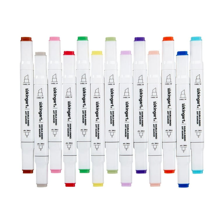 Kingart Pro Double-Ended Art Alcohol Markers, 120 Colors with Both Fine & Chisel Tips and Superior Blendability