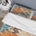 thumbnail image 4 of Designart "Orange Teal botanic Whirlwind I" Abstract Bedding Covert Set - Abstract Botanicals Orange Modern Bed Set With 2 Shams, 4 of 6