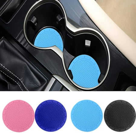 

Happy Date Car Coasters 2 Pack PVC Car Cup Holder Gadget Auto Insert Coaster - Anti Slip Universal Vehicle Interior Accessories Cup Mats for Women and Men