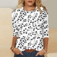 thumbnail image 3 of Craaazy Dressy Tops for Women Vintage Floral Print 3/4 Length Sleeve Crewneck Spring Clothes Gifts, 3 of 5