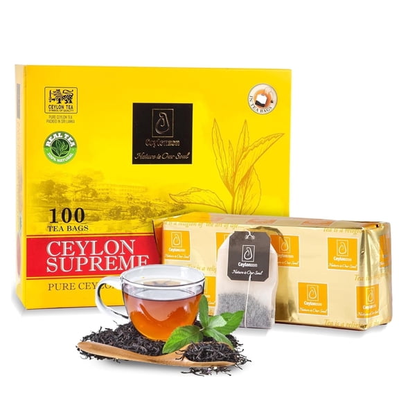 Ceylonzon Supreme Premium Ceylon Black Tea, Foil-Wrapped Tea Bags, 100 Count, Bold Flavor