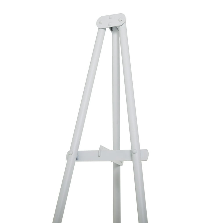 Decmode 24 inch x 70 inch White Metal Extra Large Free Standing Adjustable Display Stand 3 Tier Easel with Foldable Stand, 1-Piece, Size: Oversized