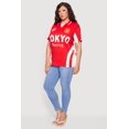 thumbnail image 3 of Women's Plus Size Color Blocked Tokyo Racing Graphic Polo Top, 3 of 4