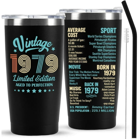 45th Birthday Gifts for Men women, 45 Years Old Gifts Idea for Him Her, Forty-five Birthday Present, Happy 45th Birthday Tumbler Gifts Back in 1979 Tumbler Cup