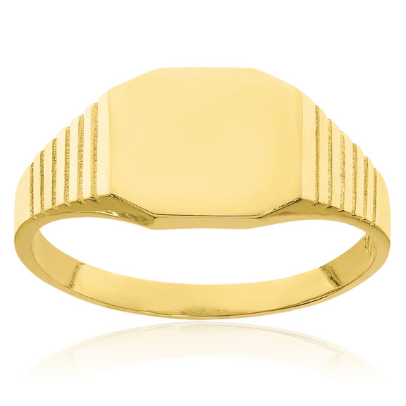 10K Solid Yellow Gold Custom Engraved Signet Ring Handmade Personalized Monogram Initial Letter Band