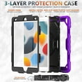 thumbnail image 7 of 3 Layer Case for iPad 10.2 Inch 9th/8th/7th 2021/2020/2019, for Kids Heavy Duty Protective Case with Screen Protector & Stylus Holder & 360 Rotating Stand and Hand/Shoulder Strap Cover, Purple, 7 of 7