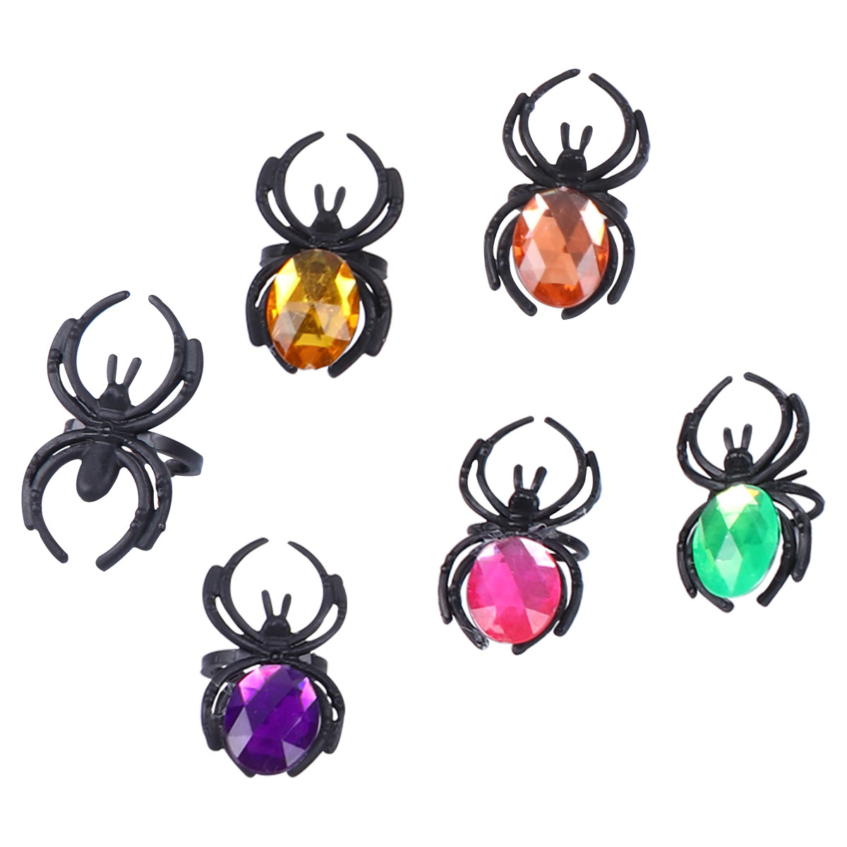 Ring spider 1 Set of Plastic Halloween Colored Diamond Opening Spider