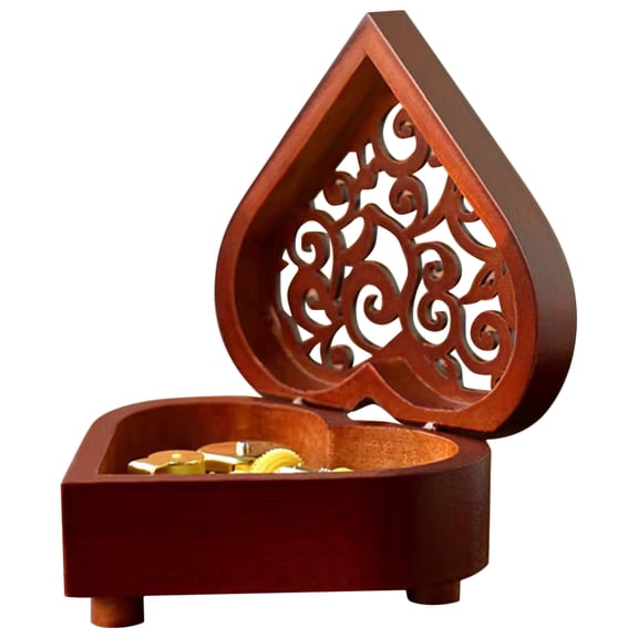 WRISTBIQUE heart music box Music Box Wood Plays Melodious Sound for Friends Birthday 1Pcs