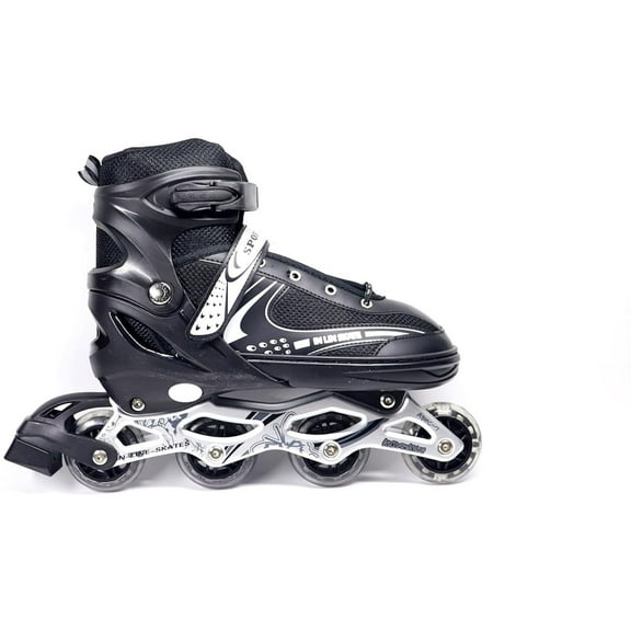Veera New Inline Skates, Adjustable Inline Roller Skates For Boys Kids & Girls, All Years Unisex Outdoor Skating Shoes Roller Blades Wheels For Skating (Xl, Black)