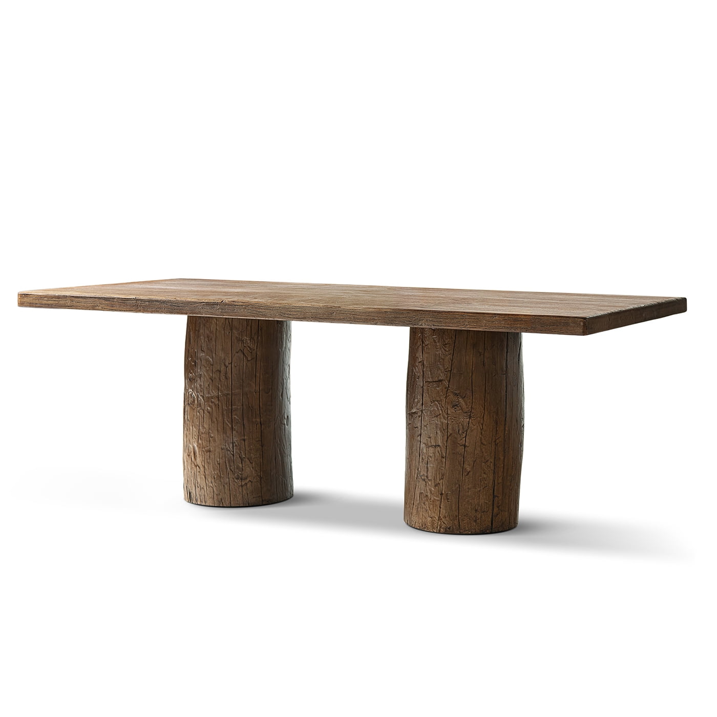 Arbor 84" Solid Reclaimed Elm Double Pedestal 8-Person Dining Table Heritage Medium-Dark Brown