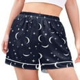 thumbnail image 2 of Women's Satin Pajama Shorts Moons and Stars with Pockets, Elastic Waist Sleep Lounge Shorts, 2 of 7