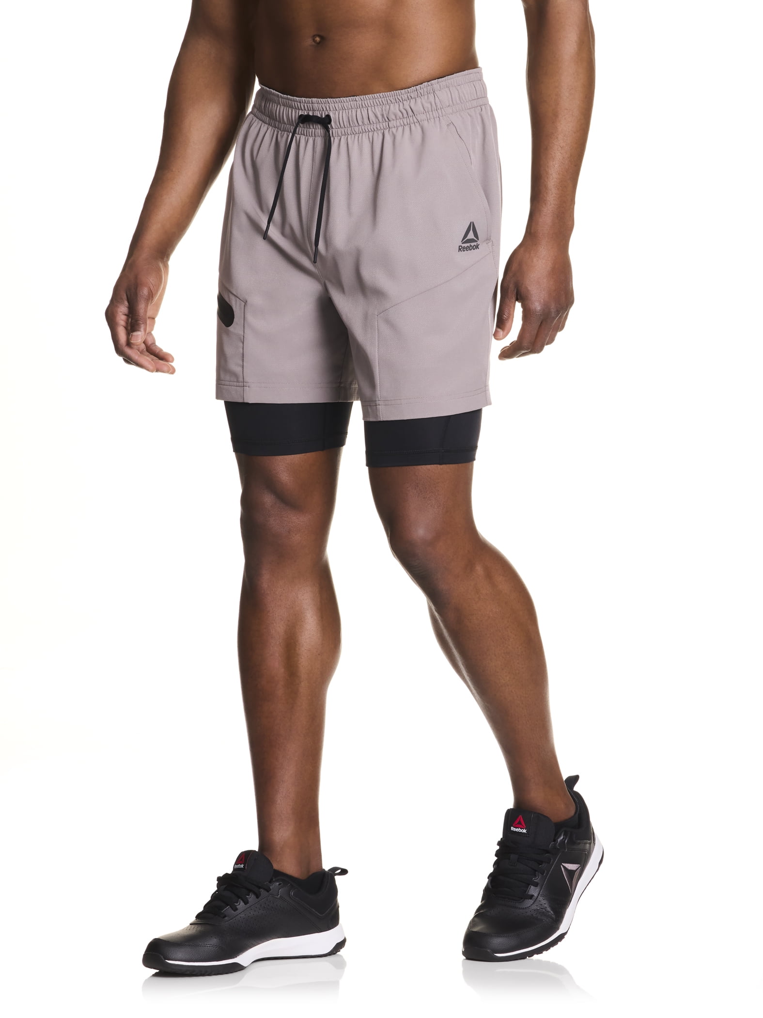 Reebok Men's and Big Men's Power Up 2-in-1 Woven Shorts (6" Inner, 9" Outer Inseam), Sizes XS-3XL