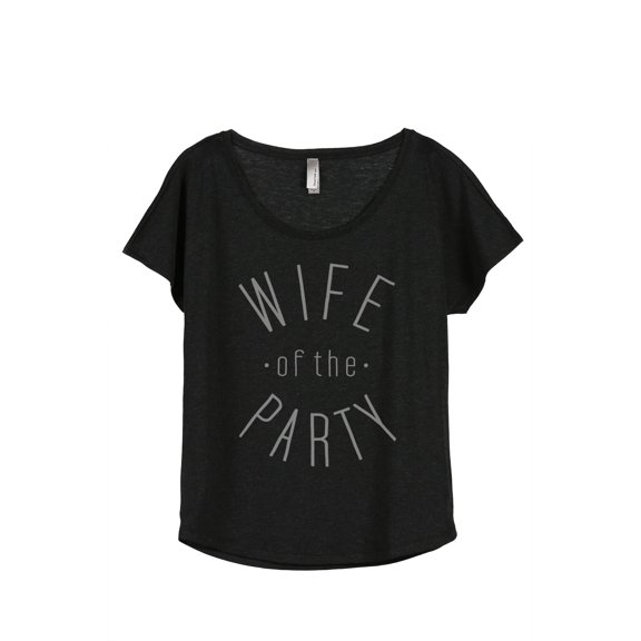 Thread Tank Wife Of The Party Women's Relaxed Slouchy Dolman T-Shirt Tee Heather Black Small
