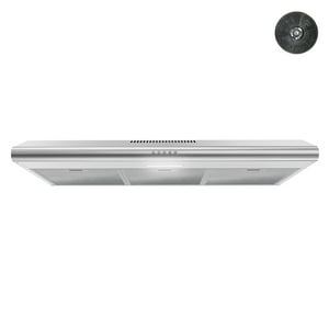Streamline 36 in. Hottes sous-montées convertibles Amendola en acier inoxydable brossé avec filtres à mailles, contrôle du bouton poussoir, LED lampe