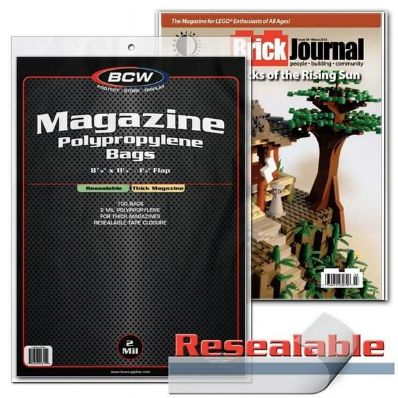 (100) BCW MAGAZINE BAGS - RESEALABLE & THICK - 8 7/8 X 11 1/8
