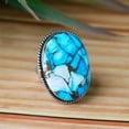 thumbnail image 3 of Ice Blue Mohave Turquoise Ring, 925 Silver Ring, Oval Cut Gemstone, Rustic Silver Ring, Gothic Ring, Bohemian Ring, Southwestern Jewelry**, 3 of 5