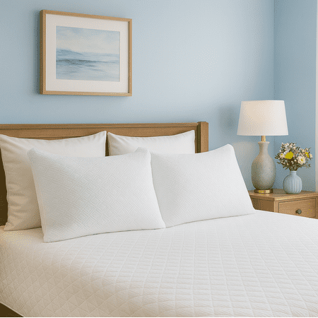 2 Pack Queen Size Bamboo Pillow Memory Foam Bed Pillows with Washable Pillowcases Queen (2 Pack)