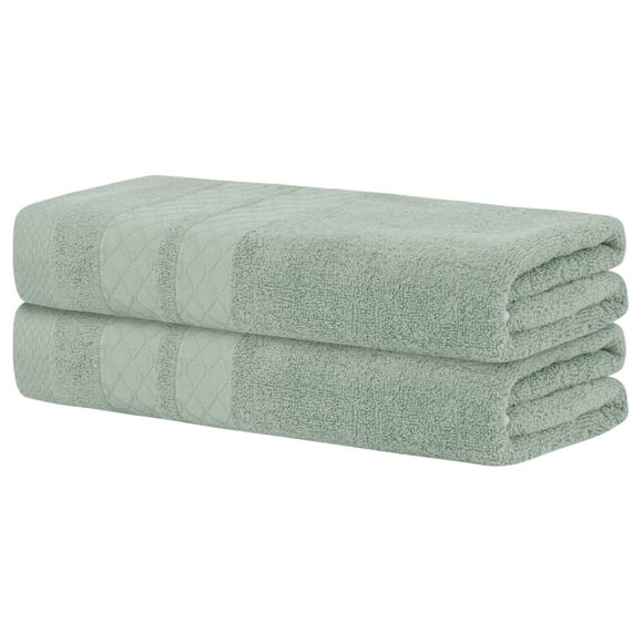 Toalla de baño de 2 piezas REGALWOVEN, altamente absorbente, a rayas, de algodón grueso, ultra suave, juego de toallas para baño gris 28' x 56'