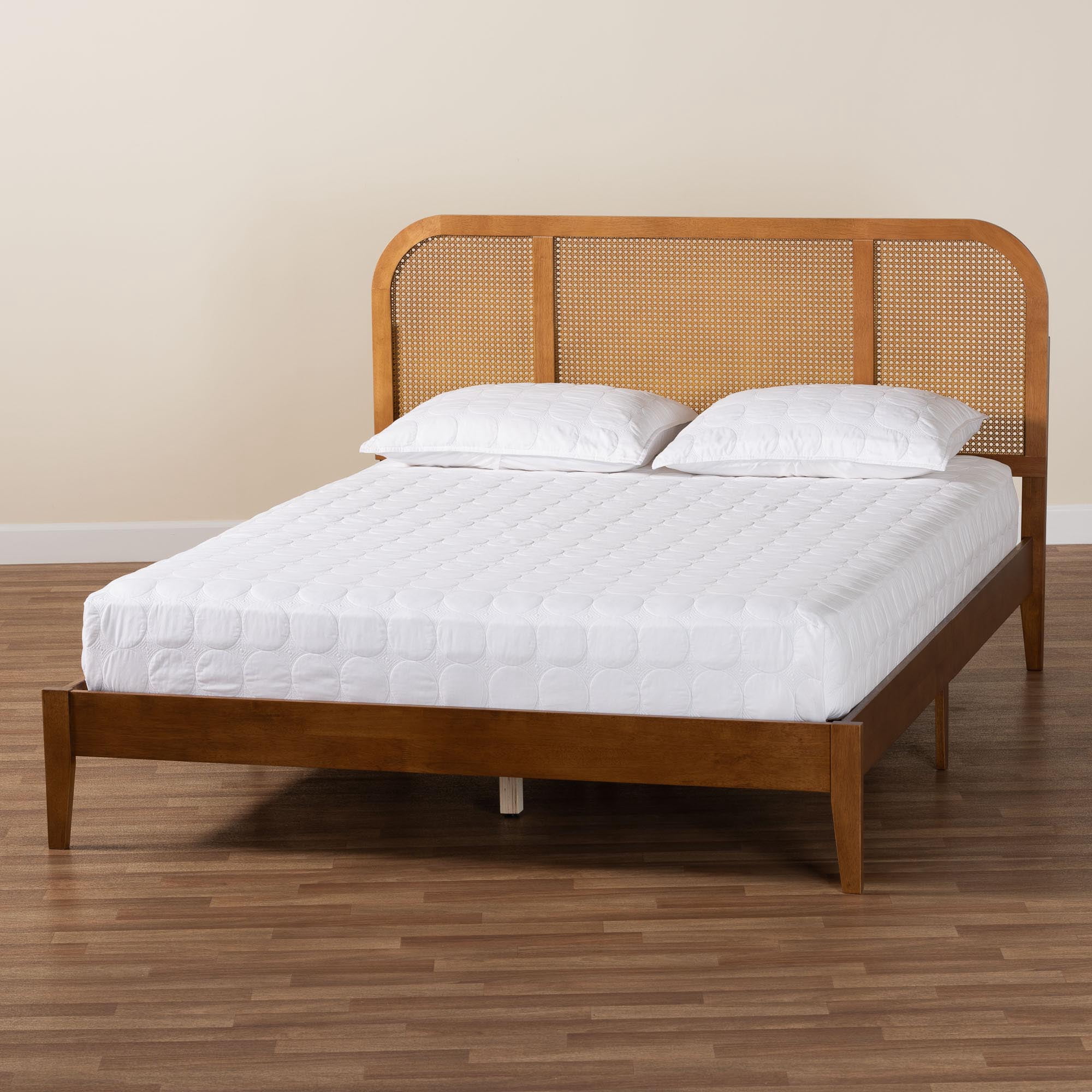 Baxton Studio Fleur Mid-Century Platform Bed, Queen, Walnut Brown