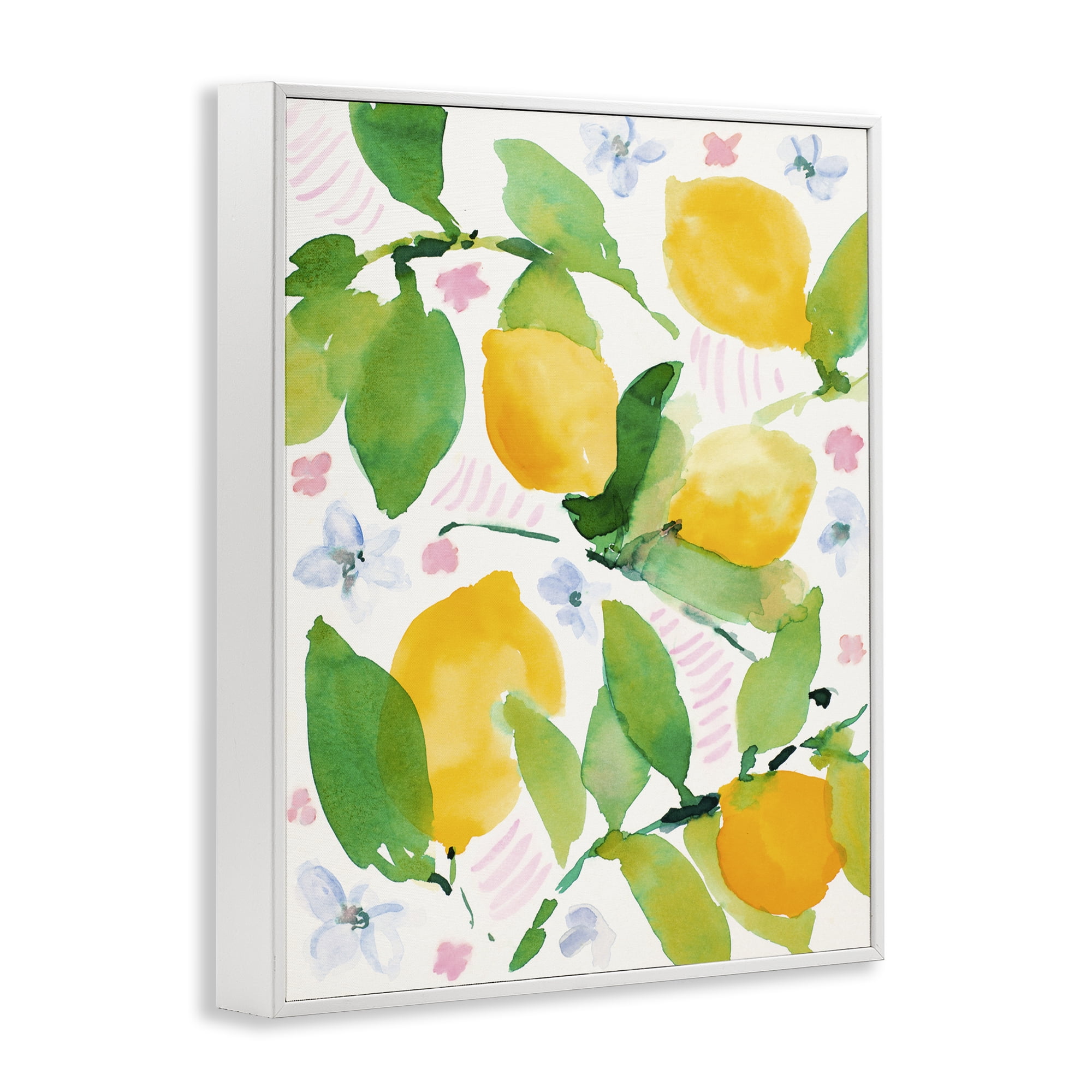 Stupell Industries Garden Lemons with Pastel Florals White Framed Giclee Art, design by Lanie Loreth