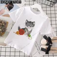 thumbnail image 3 of Camiseta rosa con estampado de gatos de dibujos animados para niños, camiseta de estilo occidental, manga corta para niños y niñas, ropa de Stranger Things, 3 of 5