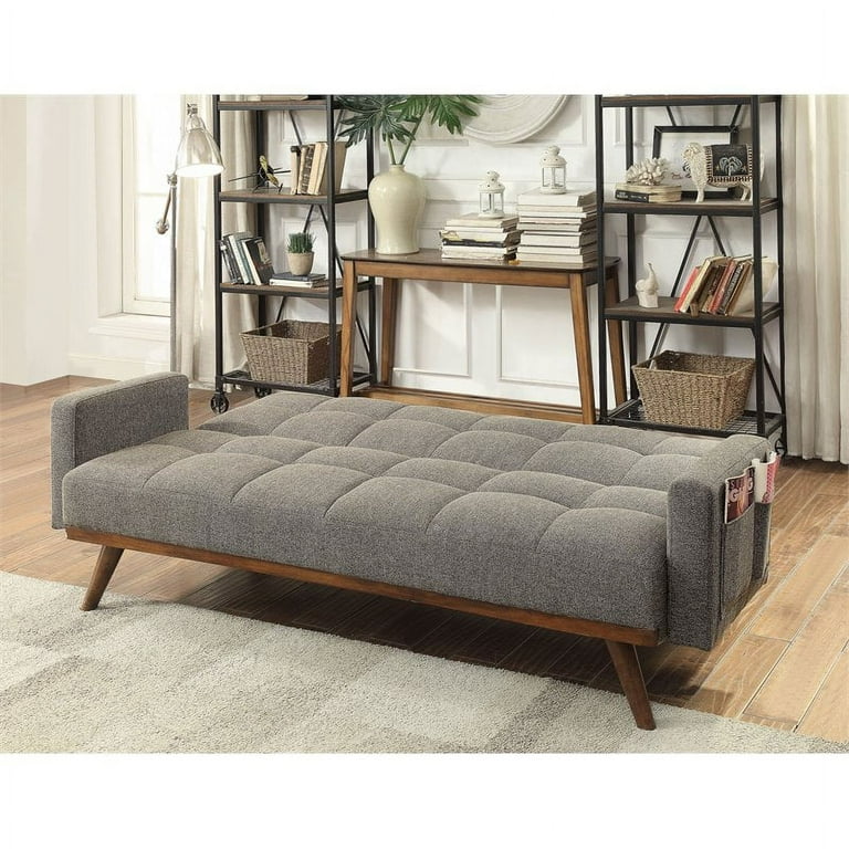 Allora Mid century Modern Fabric Futon Sofa in Gray Walmart