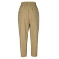 thumbnail image 5 of QUYUON High Waisted Pants Sale Fashion Solid Buttons Cotton Linen Casual Loose Trouser Wide Leg Pants Sweatpants Women Long Pant Leg Length Workwear Style P1632 Khaki M, 5 of 6