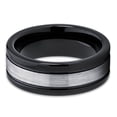 thumbnail image 2 of 8mm Tungsten Carbide Ring Brushed Silver Center Black Polished Edges Comfort Fit Band (6), 2 of 3