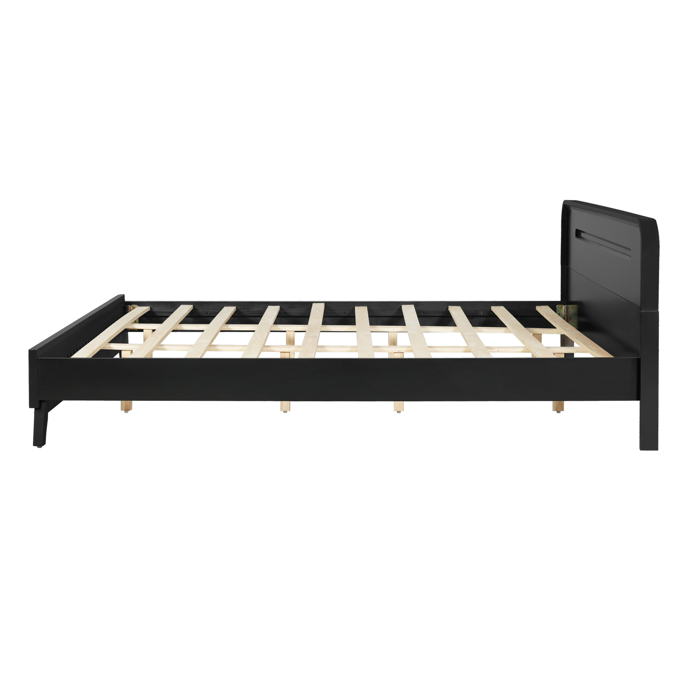 Christopher Knight Home Elegant Wooden King Size Bed Frame with Headboard, Black
