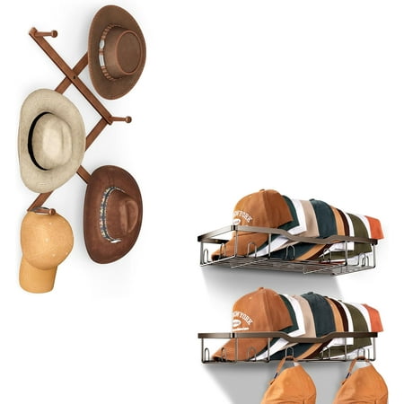 

HYKE Metal Hat Racks for Wall Baseball Cap Organizer + Hat Rack