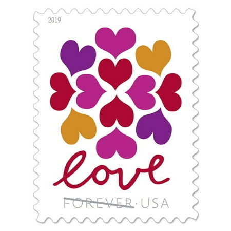 USPS Heart Blossom 5 Sheets of 20 Forever First-Class Postage Stamps (100 Count)