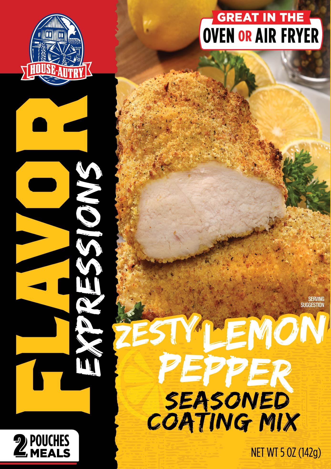 Flavor Expressions Zesty Lemon Pepper Seasoned Coating Mix 5 oz by House Autry for Oven or Air Fryer