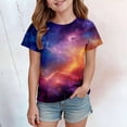 thumbnail image 2 of lnmuld Girls Celestial Star Print Short Sleeve Graphic Tee Casual Round Neck Top for Everyday Play Size:4-5 Years, 2 of 3