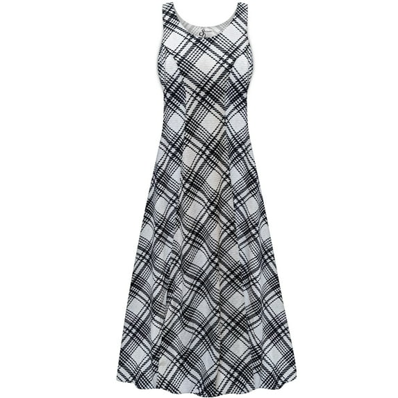 Plus size 3x Extra Tall Womens Dress Monochrome Plaid Sleeveless Princess Cut