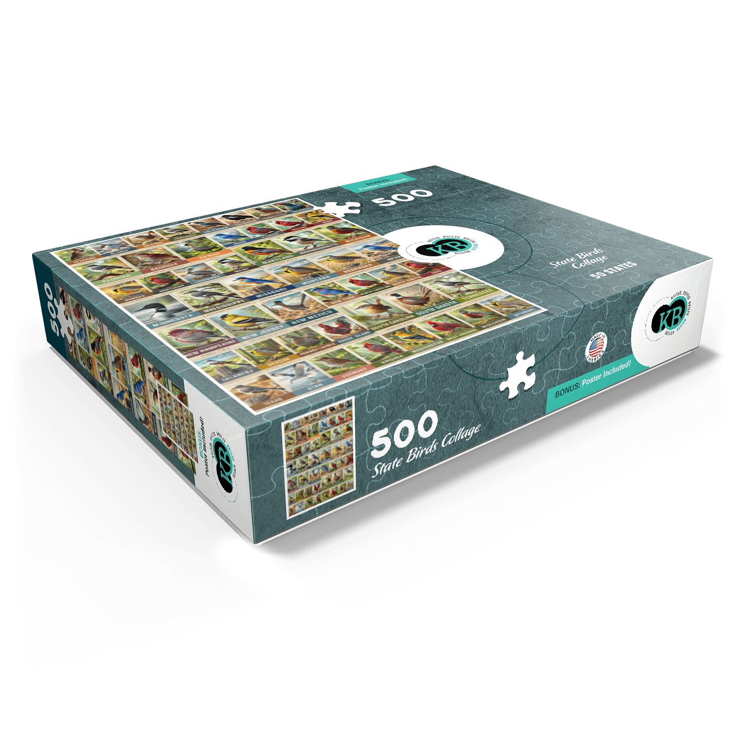 MyPuzzle - State Birds Series: 50 State Birds Collage, Vol.1 - Premium 500 Piece Jigsaw Puzzle for Adults