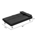 thumbnail image 5 of Wasait Sofa Bed with Armrest two holders  WOOD FRAME, STAINLESS LEG, FUTON BROWN  PVC,DARK BROWN, 5 of 9