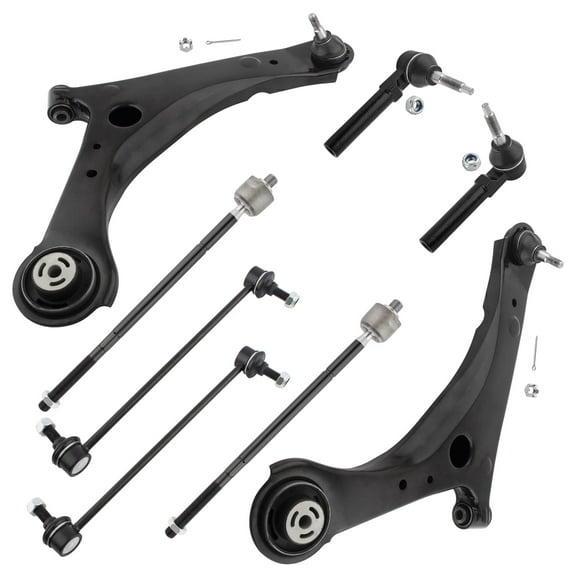 BOXI (Set of 8) Front Lower Control Arms w/Ball Joints Tie Rods Sway Bars Fit for Town & Country 2008-2016 / for Grand Caravan 2008-2018 / for Routan 2009-10| MS251002 MS251001 K7258 ES800403 ES80646